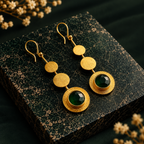 Halo Drop Earrings – Long 18k Gold-Plated Gemstone Drop Earrings