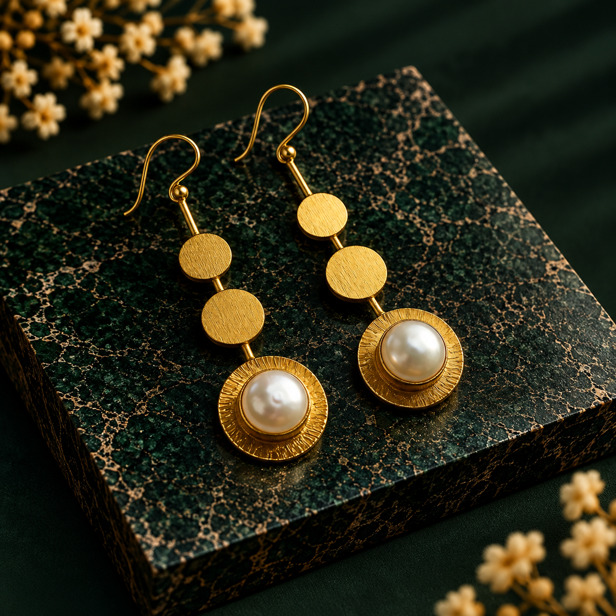 Halo Drop Earrings – Long 18k Gold-Plated Gemstone Drop Earrings