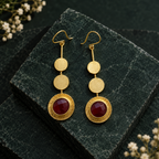 Halo Drop Earrings – Long 18k Gold-Plated Gemstone Drop Earrings