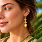 Halo Drop Earrings – Long 18k Gold-Plated Gemstone Drop Earrings