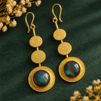 Halo Drop Earrings – Long 18k Gold-Plated Gemstone Drop Earrings