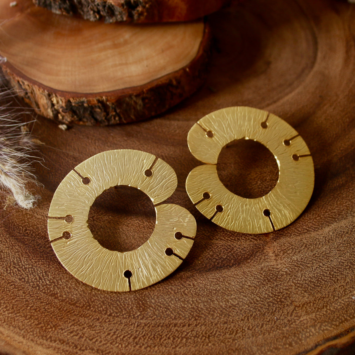 Stemcell Earrings by Soenaar, handcrafted 18k gold-plated jewelry (photo 2)