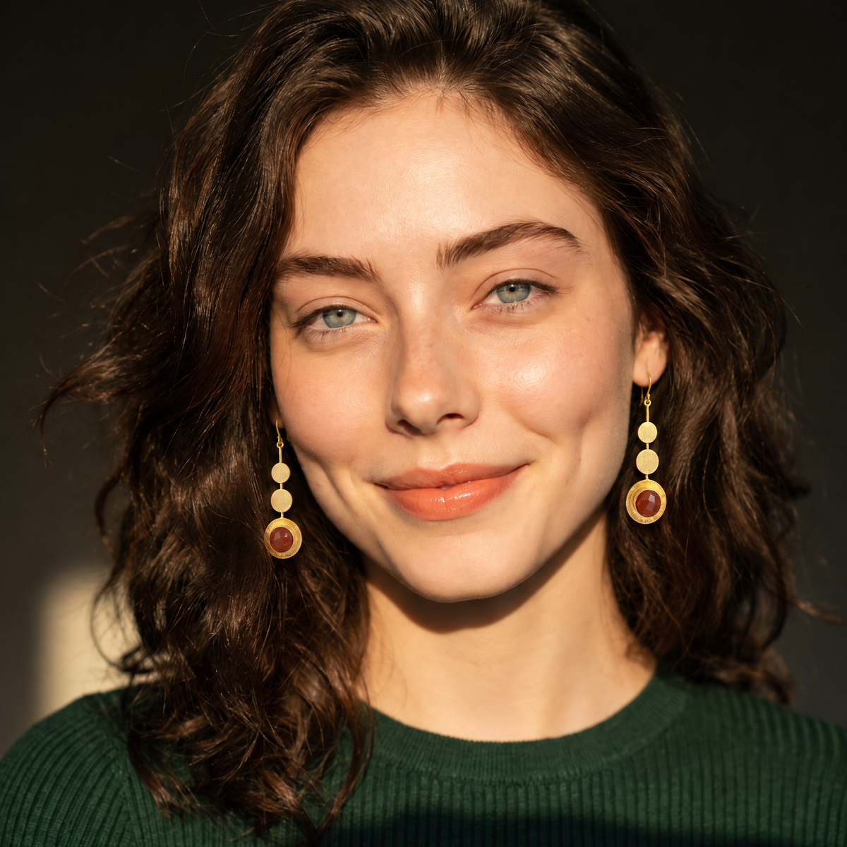 Halo Drop Earrings – Long 18k Gold-Plated Gemstone Drop Earrings