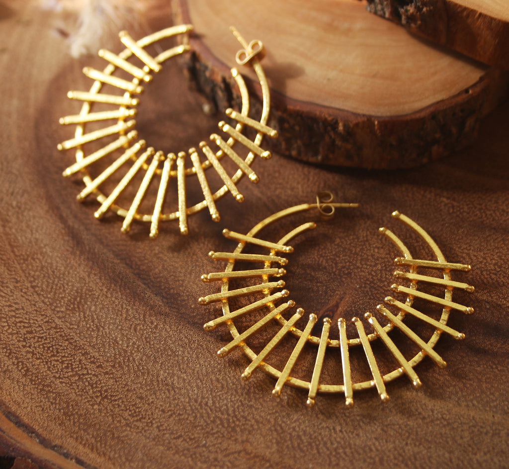 Charkha Earrings by Soenaar, handcrafted 18k gold-plated jewelry (photo 2)