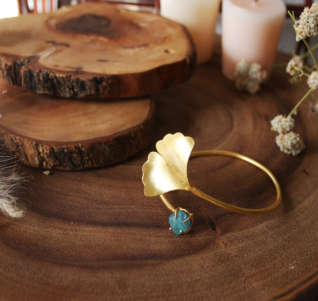 Flower Trap cuff by Soenaar, handcrafted 18k gold-plated jewelry (photo 2)