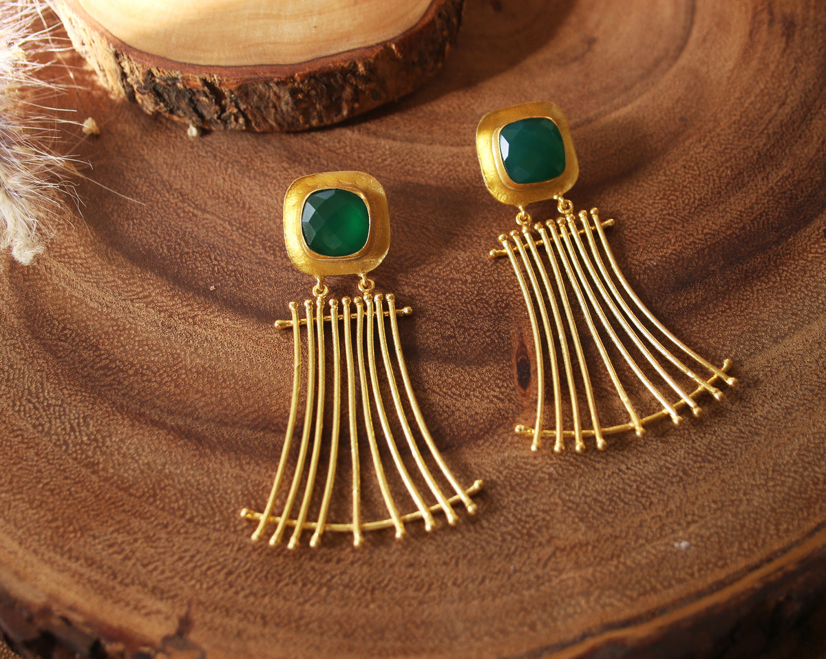 Moon cage Earrings by Soenaar, handcrafted 18k gold-plated jewelry (photo 2)