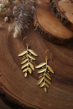 Sapling Earrings by Soenaar, handcrafted 18k gold-plated jewelry (photo 3)