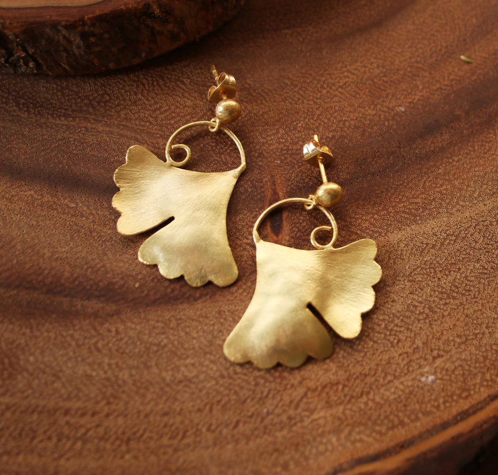 Springleaf Earrings by Soenaar, handcrafted 18k gold-plated jewelry (photo 4)