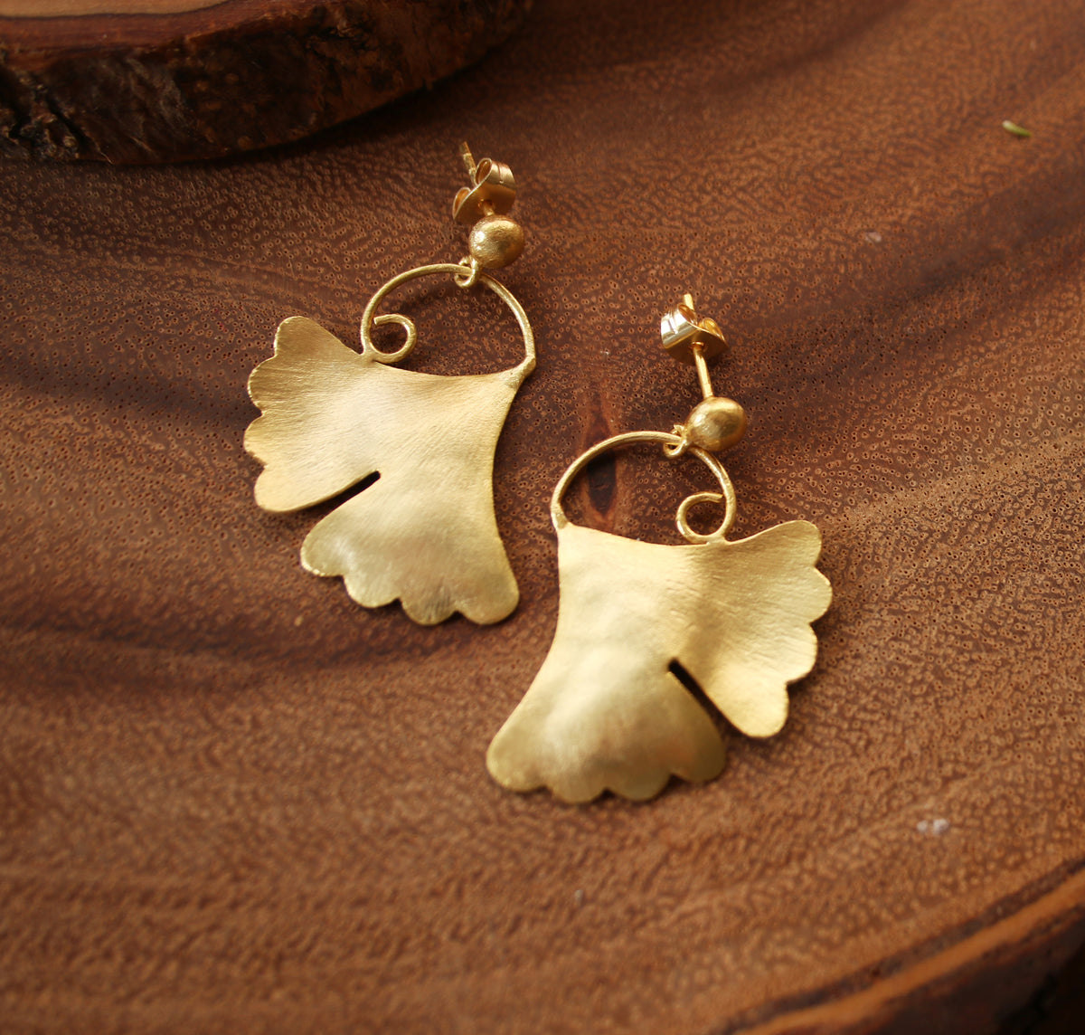 Springleaf Earrings by Soenaar, handcrafted 18k gold-plated jewelry (photo 4)