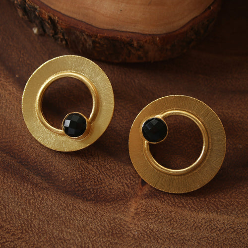 Birdseye earrings by Soenaar, handcrafted 18k gold-plated jewelry (photo 2)