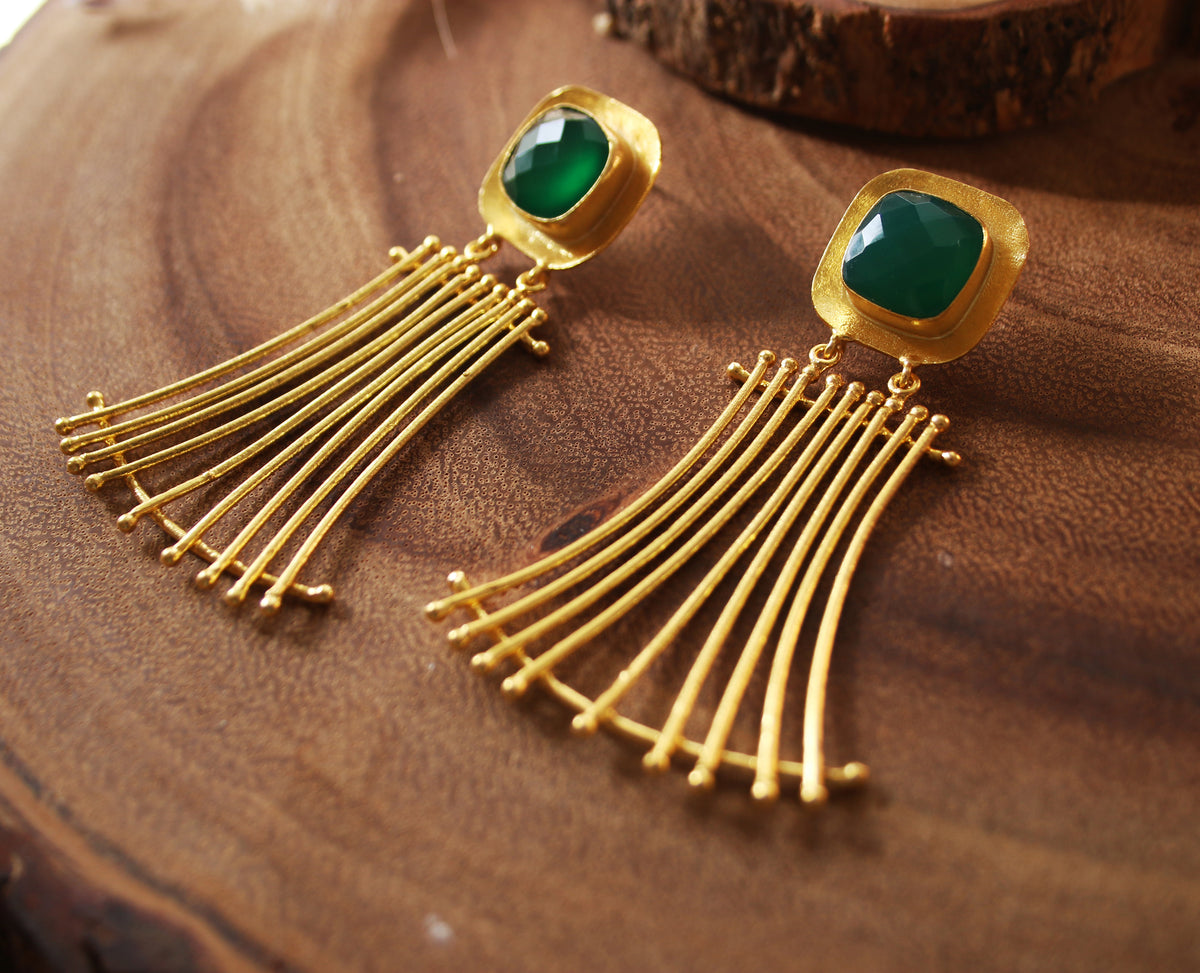 Moon cage Earrings by Soenaar, handcrafted 18k gold-plated jewelry (photo 4)