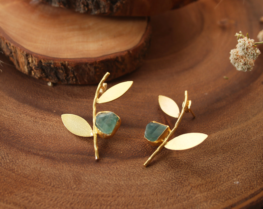 Shrub Earrings by Soenaar, handcrafted 18k gold-plated jewelry (photo 4)