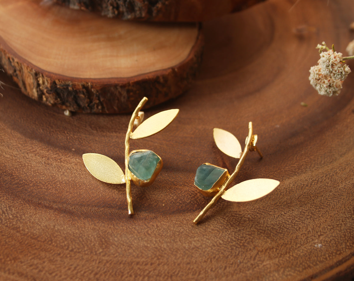 Shrub Earrings by Soenaar, handcrafted 18k gold-plated jewelry (photo 4)