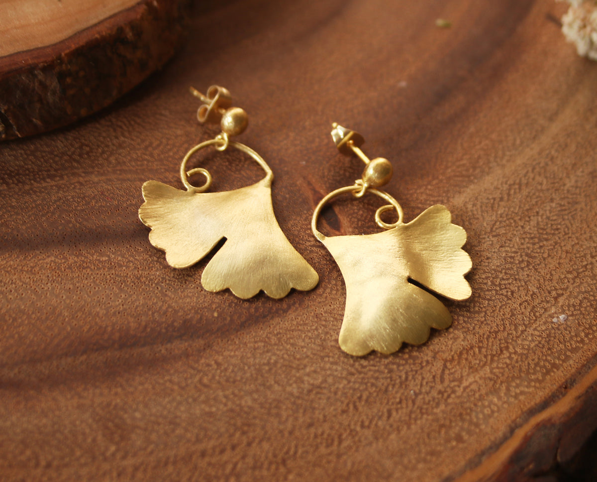 Springleaf Earrings by Soenaar, handcrafted 18k gold-plated jewelry (photo 2)