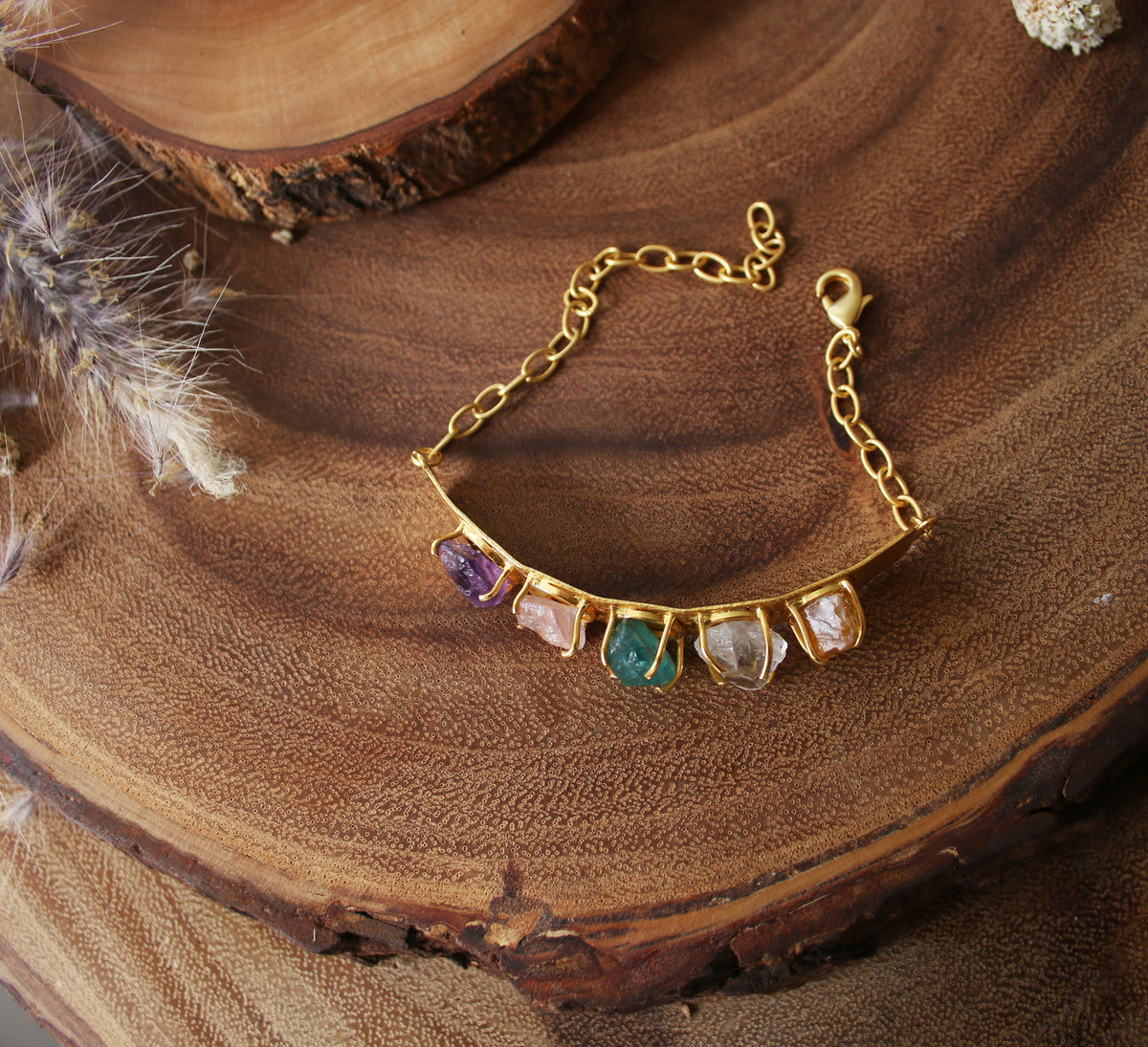 Multistone Bracelet by Soenaar, handcrafted 18k gold-plated jewelry (photo 4)