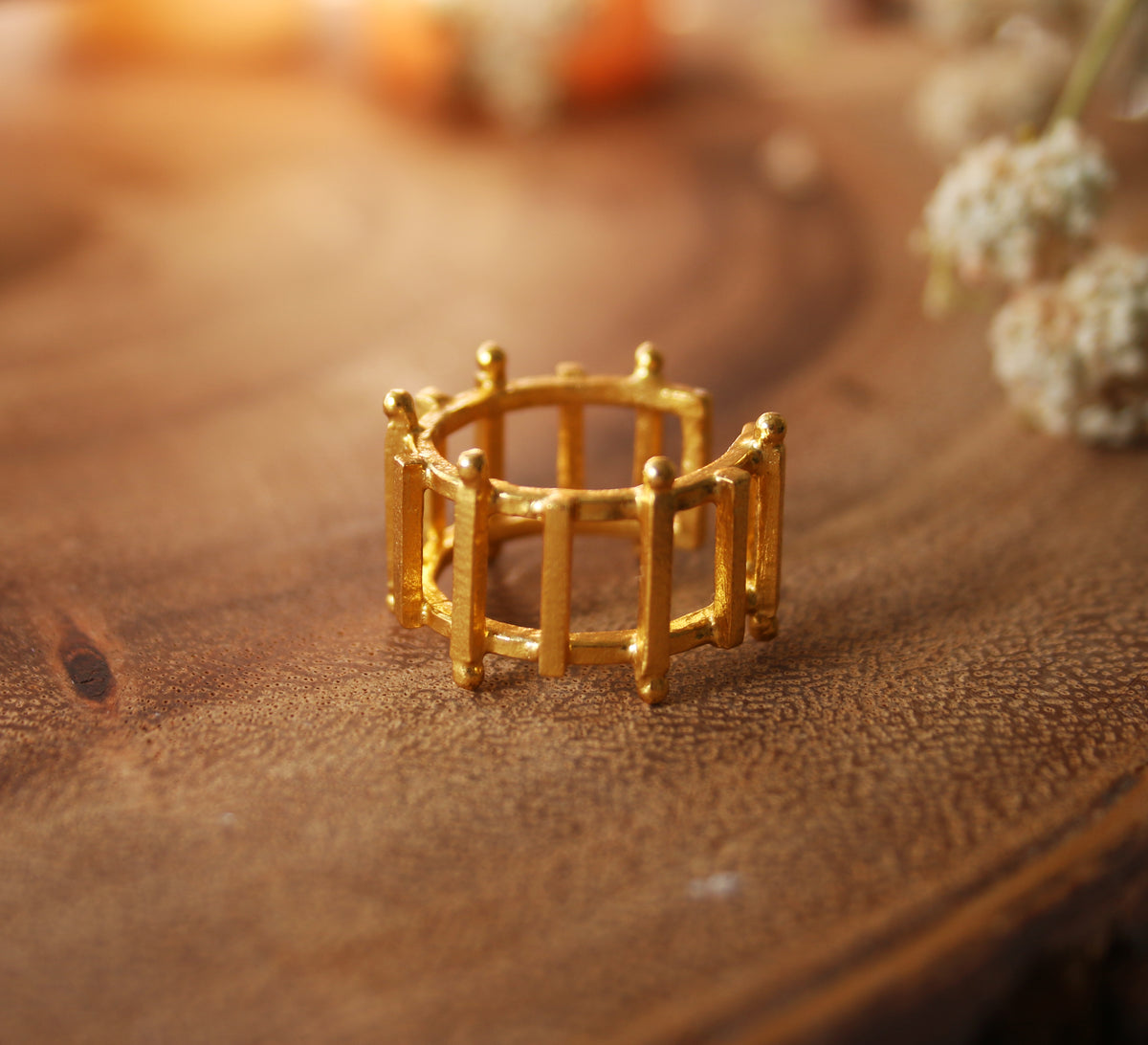 Charkha ring by Soenaar, handcrafted 18k gold-plated jewelry (photo 5)