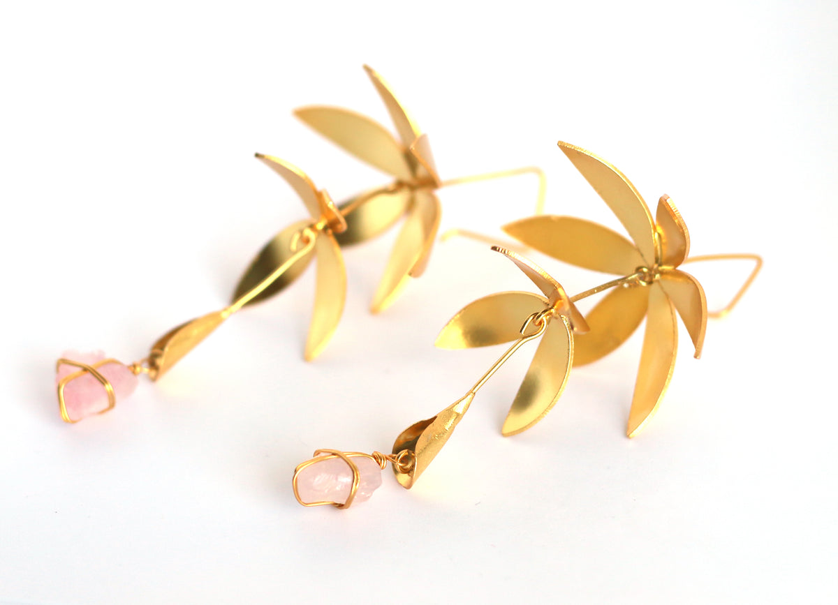 Bougainvillea Earrings by Soenaar, handcrafted 18k gold-plated jewelry (photo 4)