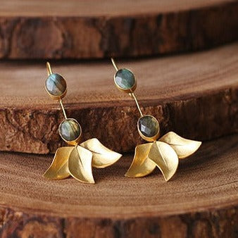Blossom earrings by Soenaar, handcrafted 18k gold-plated jewelry (photo 2)