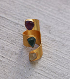 Threefold Cuff Ring by Soenaar, handcrafted 18k gold-plated jewelry (photo 2)