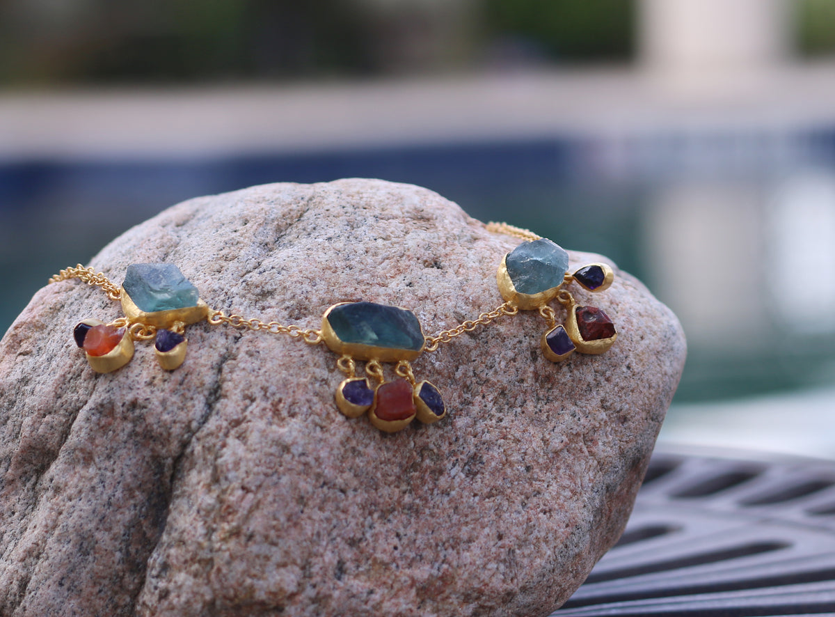 Cluster 18k Gold Plated Necklace by Soenaar, handcrafted 18k gold-plated jewelry (photo 3)