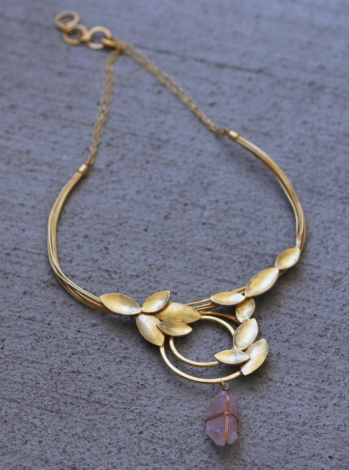 Coil Leaf Choker by Soenaar, handcrafted 18k gold-plated jewelry (photo 4)
