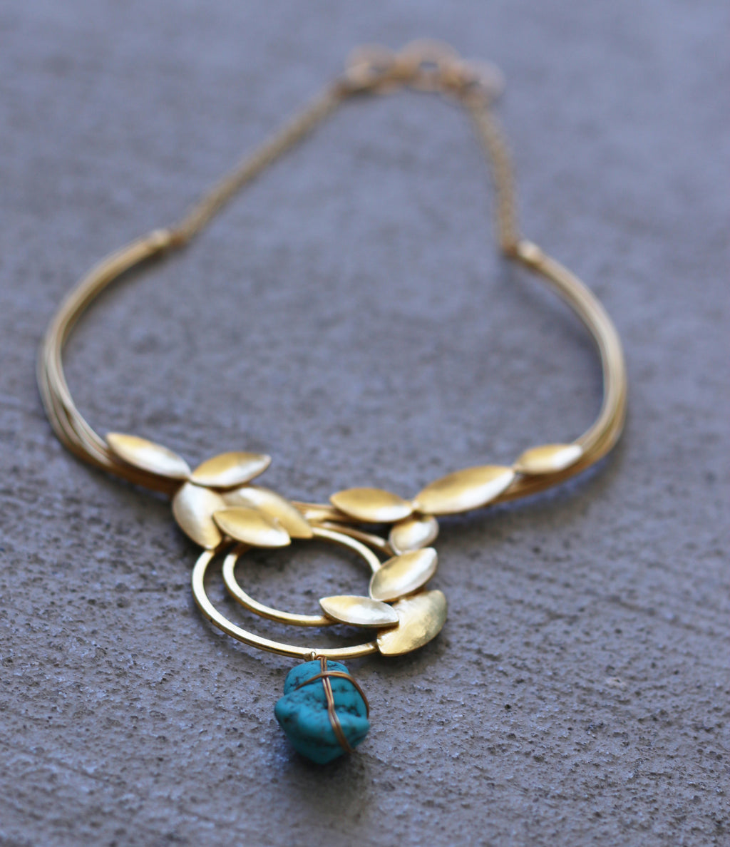 Coil Leaf Choker by Soenaar, handcrafted 18k gold-plated jewelry (photo 5)