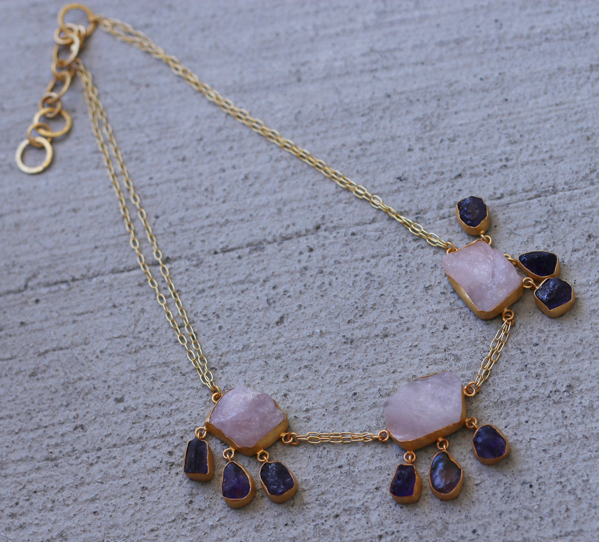 Cluster 18k Gold Plated Necklace by Soenaar, handcrafted 18k gold-plated jewelry (photo 4)