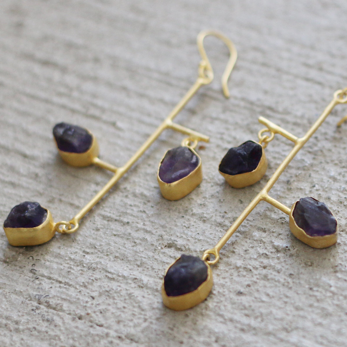 Fiber Earrings by Soenaar, handcrafted 18k gold-plated jewelry (photo 3)
