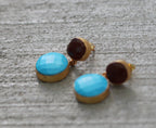 Embellish 18k Gold Plated Earrings Turquoise / Garnet by Soenaar, handcrafted 18k gold-plated jewelry (photo 3)