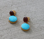 Embellish 18k Gold Plated Earrings Turquoise / Garnet by Soenaar, handcrafted 18k gold-plated jewelry