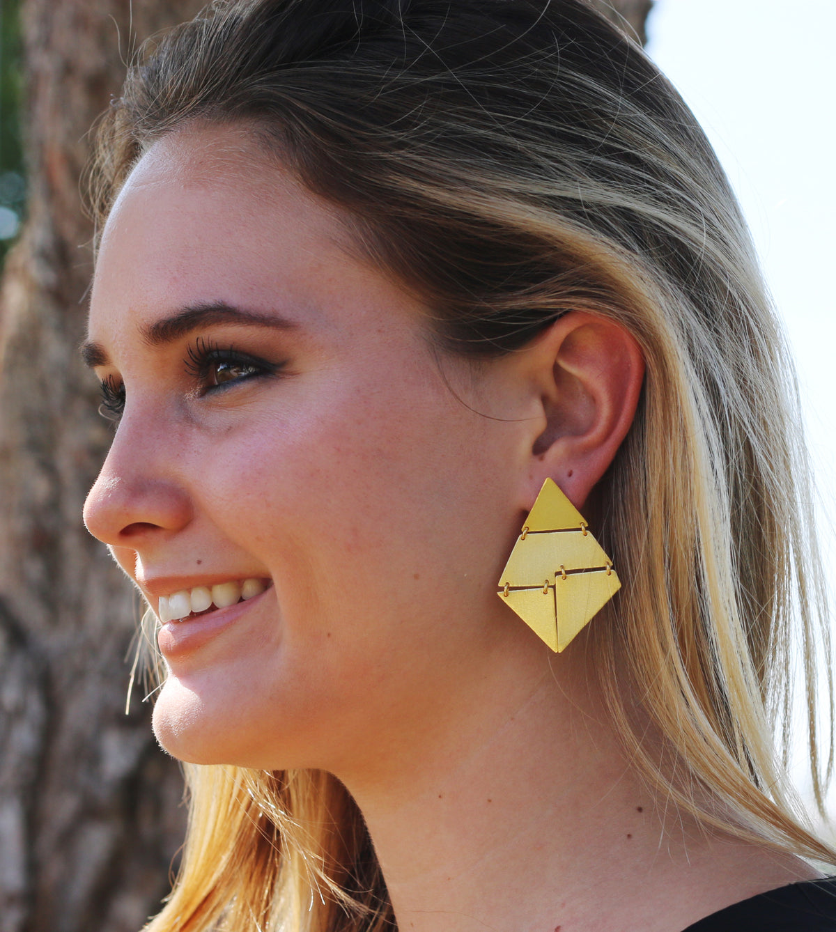 Pyramid Handcrafted 18k Gold Plated Earrings by Soenaar, handcrafted 18k gold-plated jewelry (photo 3)