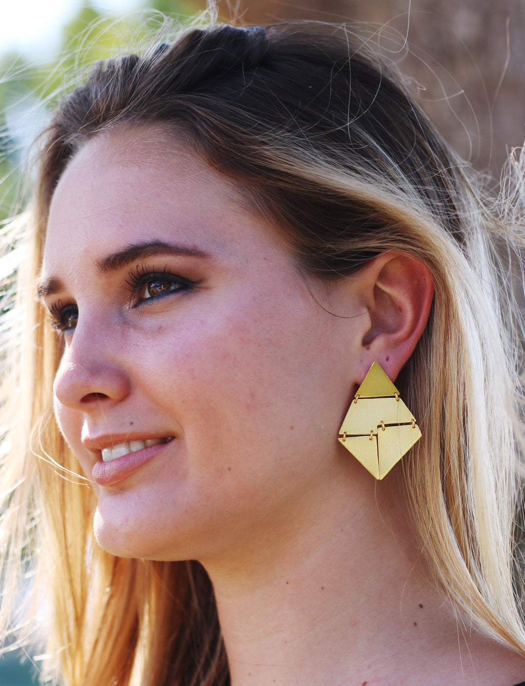 Pyramid Handcrafted 18k Gold Plated Earrings by Soenaar, handcrafted 18k gold-plated jewelry (photo 4)
