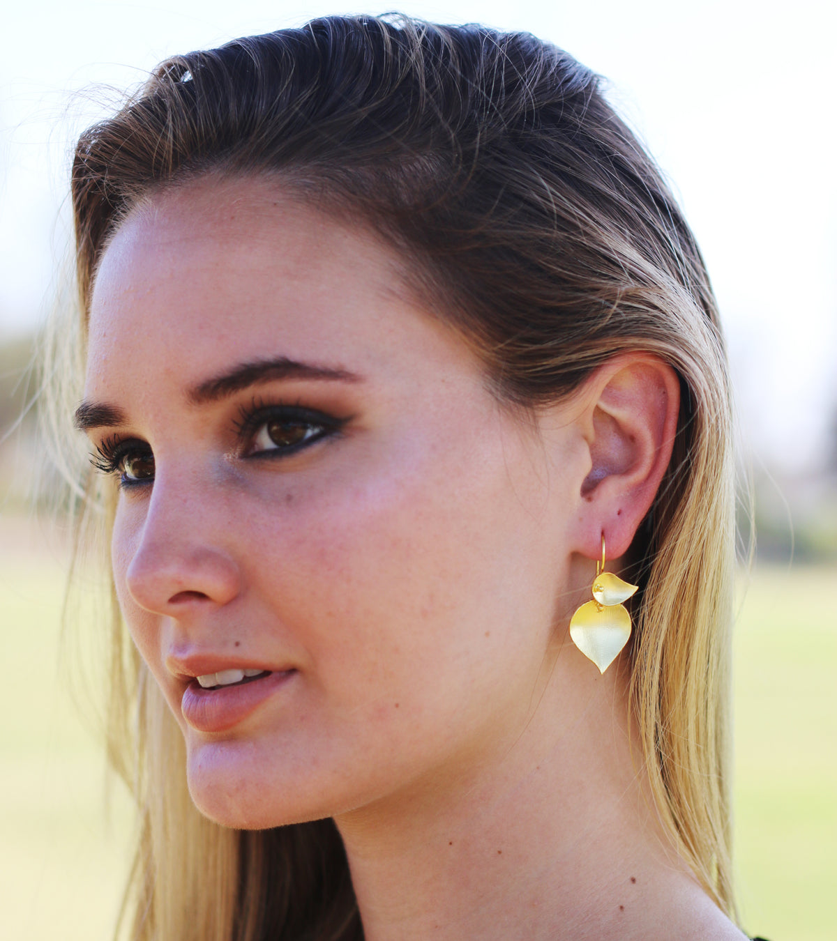 Stipule Handcrafted Hook Earrings by Soenaar, handcrafted 18k gold-plated jewelry