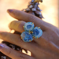 Three Stone 18k Gold Plated Adjustable Ring by Soenaar, handcrafted 18k gold-plated jewelry