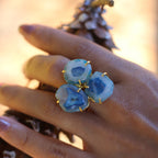 Three Stone 18k Gold Plated Adjustable Ring by Soenaar, handcrafted 18k gold-plated jewelry