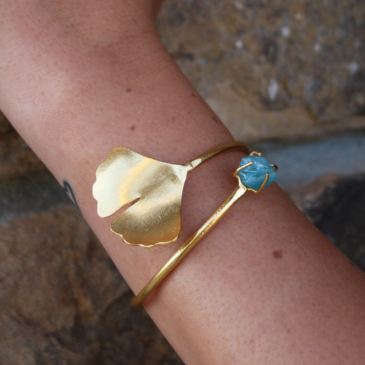 Flower Trap cuff by Soenaar, handcrafted 18k gold-plated jewelry
