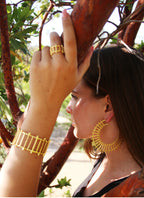 Charkha Earrings by Soenaar, handcrafted 18k gold-plated jewelry