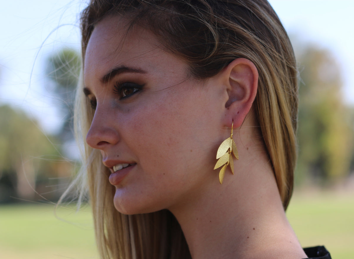 Bevy Handcrafted 18k Gold Plated Hook Earrings by Soenaar, handcrafted 18k gold-plated jewelry (photo 4)