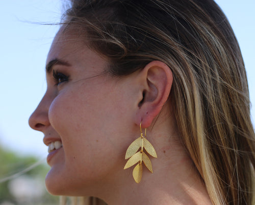 Bevy Handcrafted 18k Gold Plated Hook Earrings by Soenaar, handcrafted 18k gold-plated jewelry