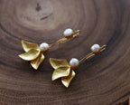 Blossom earrings by Soenaar, handcrafted 18k gold-plated jewelry (photo 4)