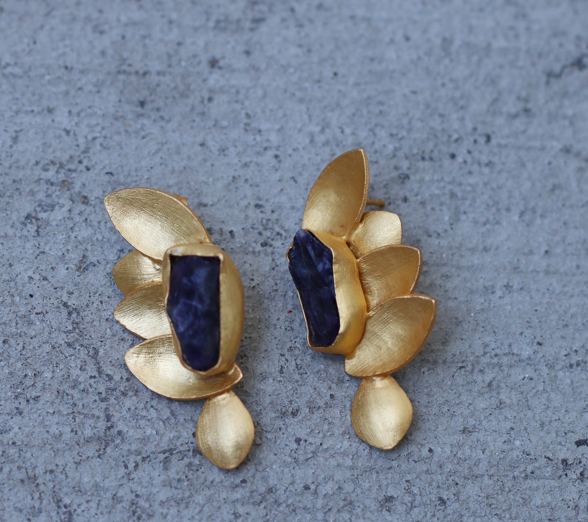 Half Butterfly Earrings by Soenaar, handcrafted 18k gold-plated jewelry (photo 8)