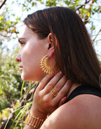 Charkha Earrings by Soenaar, handcrafted 18k gold-plated jewelry (photo 4)