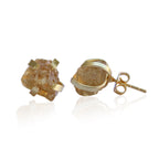 Raw Natural Stone Stud Earrings - Amethyst by Soenaar, handcrafted 18k gold-plated jewelry (photo 3)