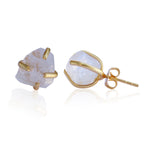 Raw Natural Stone Stud Earrings - Amethyst by Soenaar, handcrafted 18k gold-plated jewelry (photo 6)