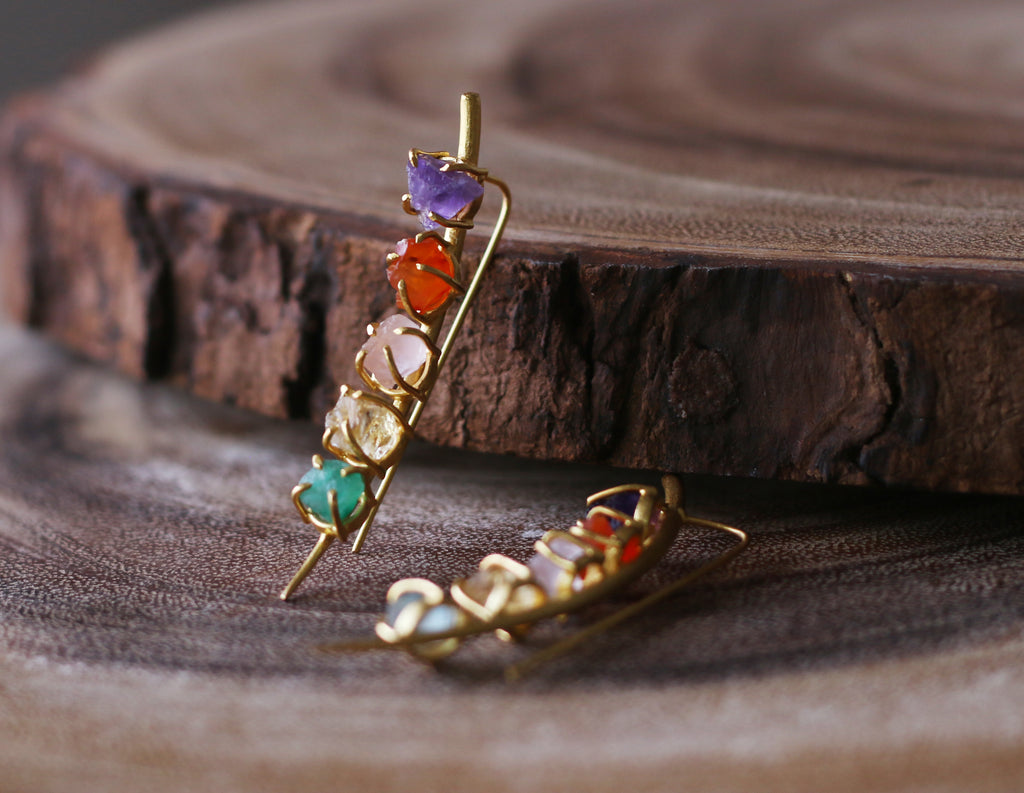 Cleave 18k Plated Earrings Amethyst by Soenaar, handcrafted 18k gold-plated jewelry (photo 3)