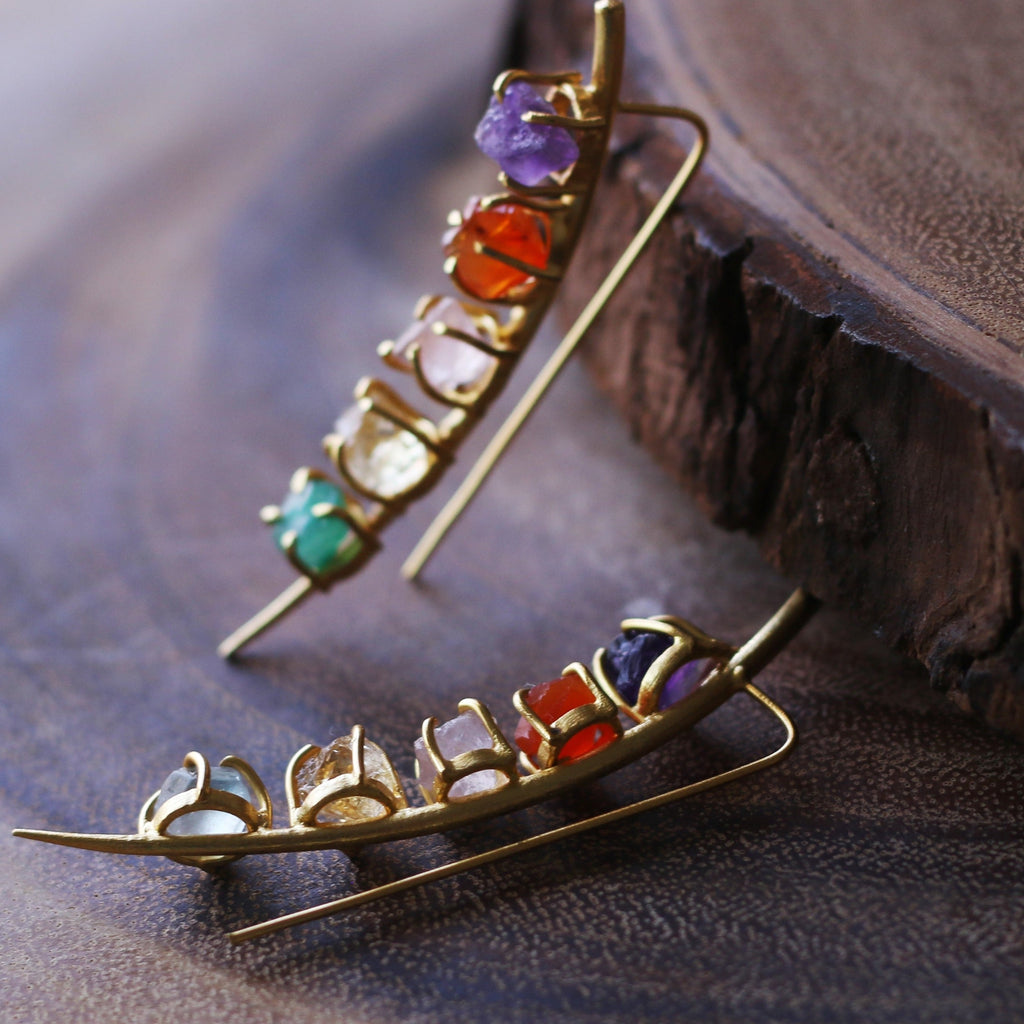Cleave 18k Plated Earrings Amethyst by Soenaar, handcrafted 18k gold-plated jewelry (photo 2)
