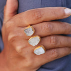Twofold Adjustable Ring Amethyst / Citrine / Smoky Quartz by Soenaar, handcrafted 18k gold-plated jewelry (photo 2)