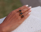 Twofold Adjustable Ring Amethyst / Citrine / Smoky Quartz by Soenaar, handcrafted 18k gold-plated jewelry (photo 6)