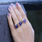 Twofold Adjustable Ring Amethyst / Citrine / Smoky Quartz by Soenaar, handcrafted 18k gold-plated jewelry