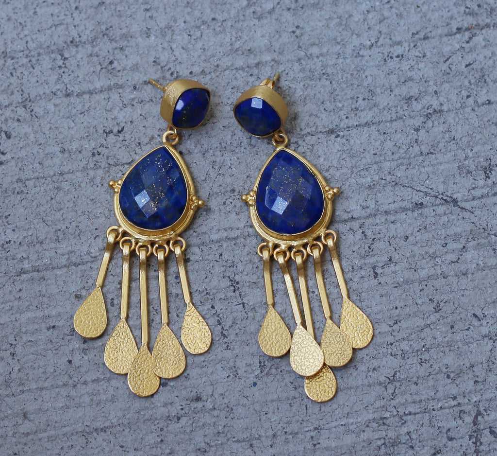 Egyptian Dangles Earrings by Soenaar, handcrafted 18k gold-plated jewelry (photo 6)